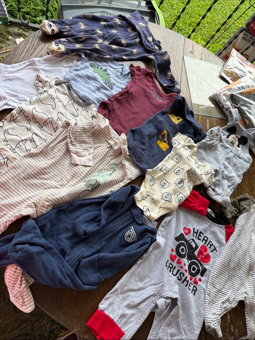 Newborn Baby Boy Lot 12 items clean 6 onesies, 4 sleepers, Mickey and outfit